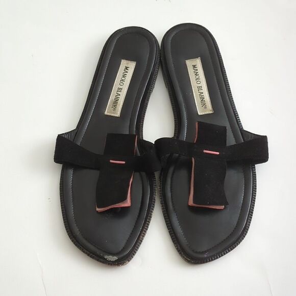 Manolo Blahnik Flat Thong Suede Sandal - Picture 1 of 9